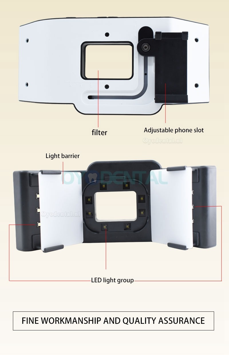 Draagbaar tandheelkundig fotografie-vullicht mobiele telefoon zaklamp oraal LED-vullicht voor tandartsen